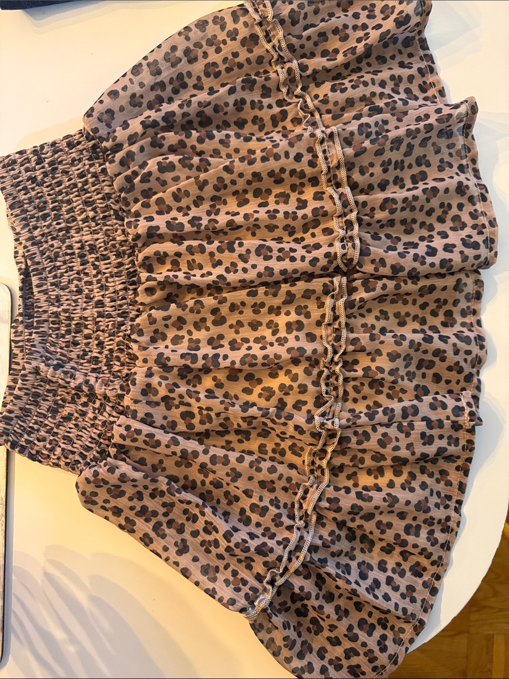 Girls Brown Leopard Print Tiered Skort